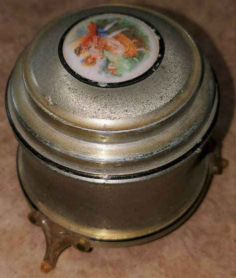 vintage round metal music box|round antique music boxes.